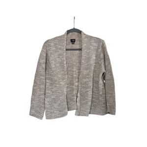 Eileen Fisher Cream Linen Silk Blend Italian Yarn Open Cardigan, Women's Medium
